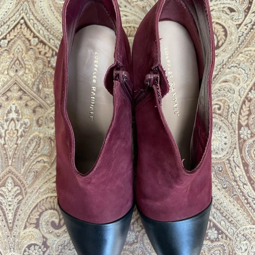 Loeffler Randall Nanette Burgundy Wine Suede Leather Booties Boots Shoes Size 8